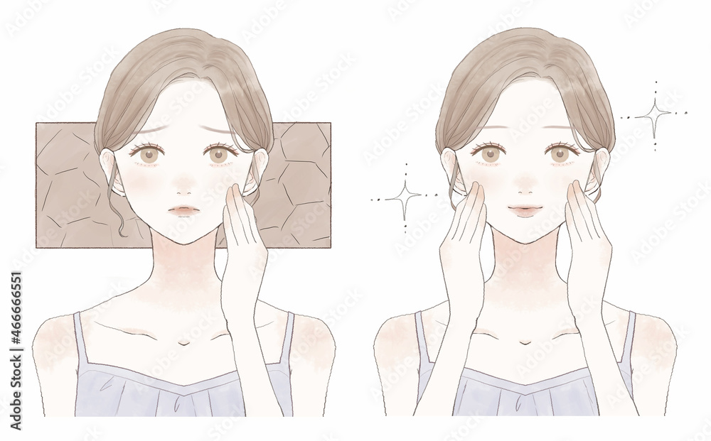 乾燥肌に悩む女性のビフォーアフター