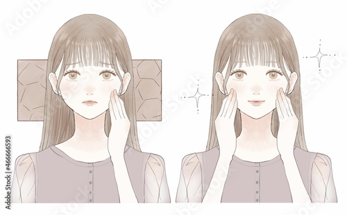 乾燥肌に悩む女性のビフォーアフター