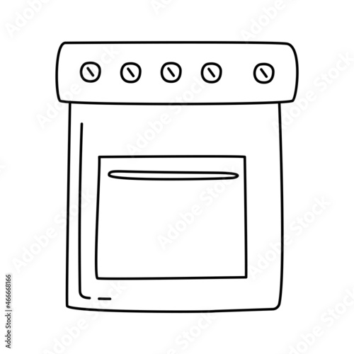 Gas stove sketch. Hand drawn black and white doodle vector illustration.