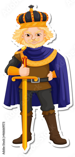 King with red robe cartoon character sticker