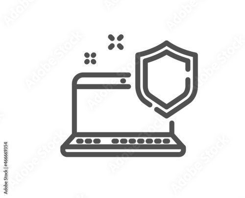 Computer security line icon. Laptop privacy sign. Online safe defense symbol. Quality design element. Linear style computer security icon. Editable stroke. Vector