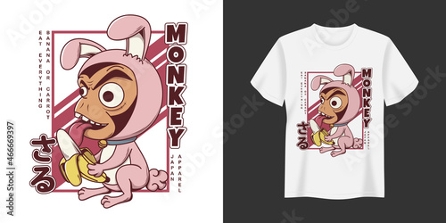 Monkey T-shirt and Apparel Trendy Design Typography Print Vector Illustration