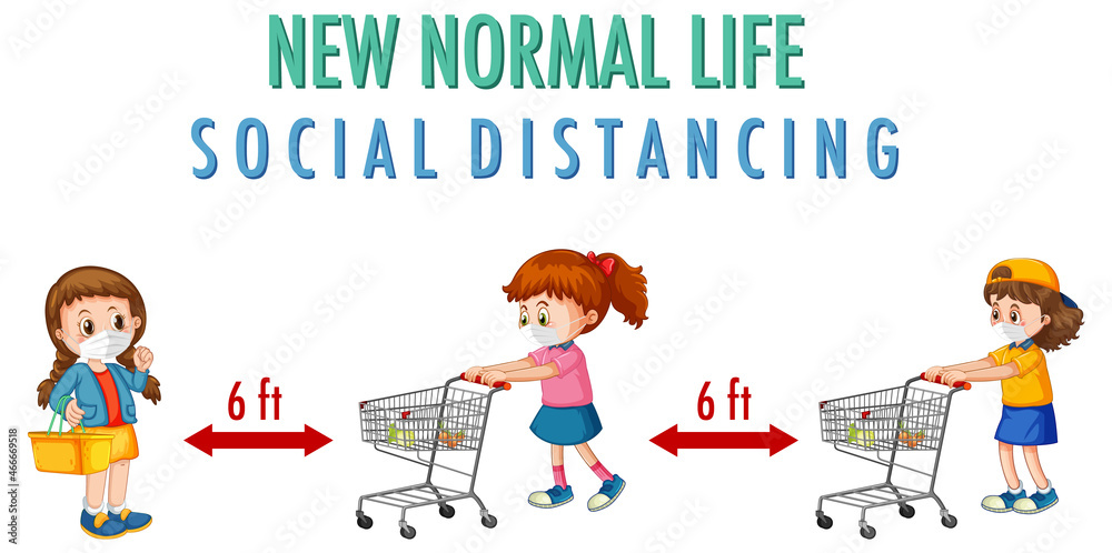 New Normal Life with children keep social distancing