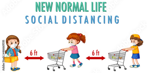 New Normal Life with children keep social distancing