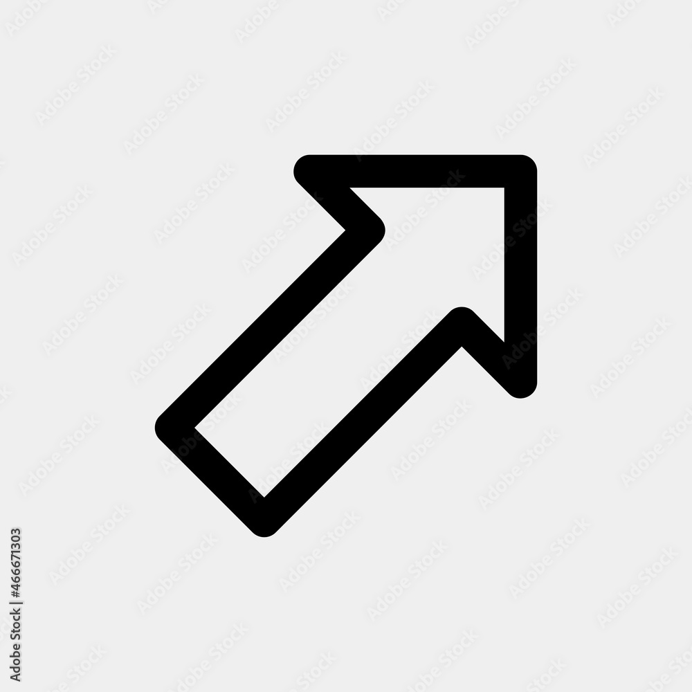 Up right arrow icon vector illustration in line style, use for website mobile app presentation Up right arrow icon vector illustration in line style, use for website mobile app presentation