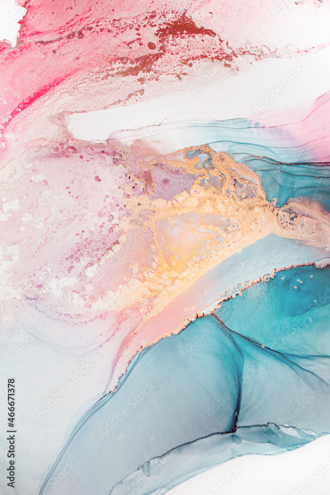 Fototapeta premium Alcohol ink. Style incorporates the swirls of marble or the ripples of agate. Abstract painting, trendy background for wallpapers, posters, cards, invitations, websites. Art for your design project.
