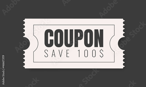 Vector coupon. Discount coupon template isolated. Vector ticket