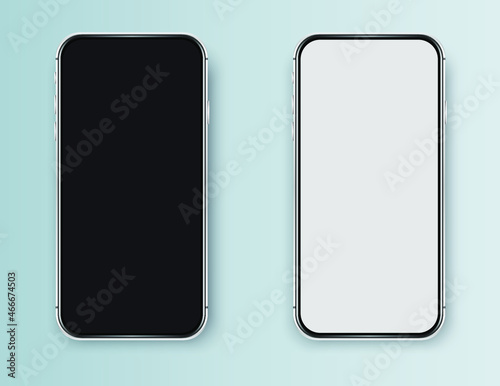 Wallpaper Mural Isolated empty cell phone mockup. Golden phone on the blue background. Smart phone template. Realistic cell phone mockup. . Cellphone frame on a blue background. Torontodigital.ca