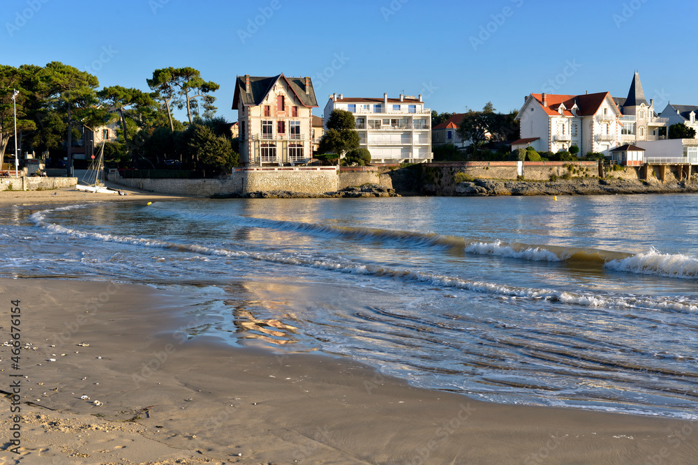 Waves on the beach of Saint Palais,a commune in the Charente-Maritime department in southwestern France.
