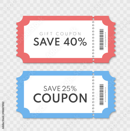 Vector coupon. Discount coupon template isolated. Vector ticket