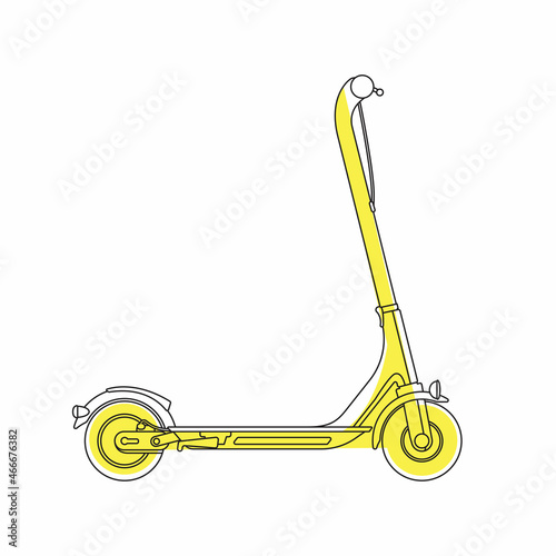 Vector illustration with electric scooter icon isolated on white background.