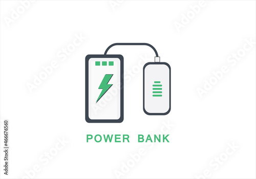 smartphone charging with powerbank vector icon design. power bank icon illustration with Battery 