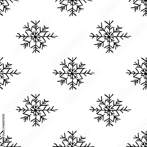 set of black and white snowflakes