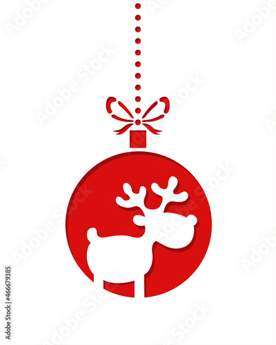 Christmas ornament with reindeer. Template for laser cut.