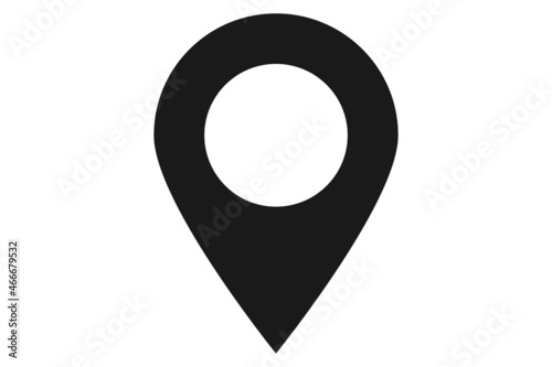 Navigation pin. Location pointer. Map pointer. Navigation marker in black.