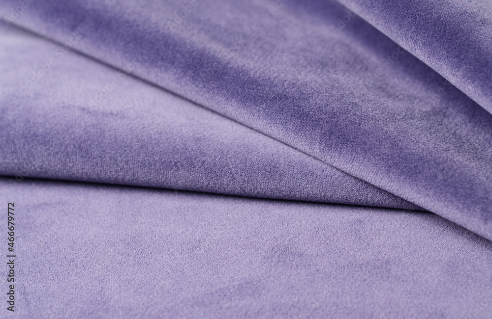 Fototapeta premium Bright lilac velour textile sample. Fabric texture background
