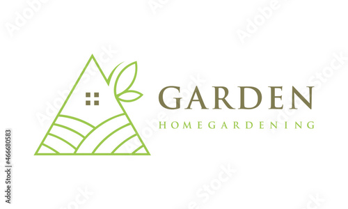 Modern Minimalist Home Gardening - Landscaping Logo Design Vector Icon Illustrations.