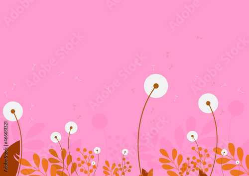 Flat flowers background vector illustration.