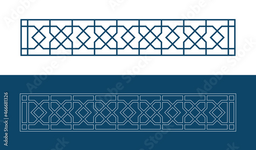Set of borders of Islamic pattern for Ramadan greetings cards and templates. Vector illustration.