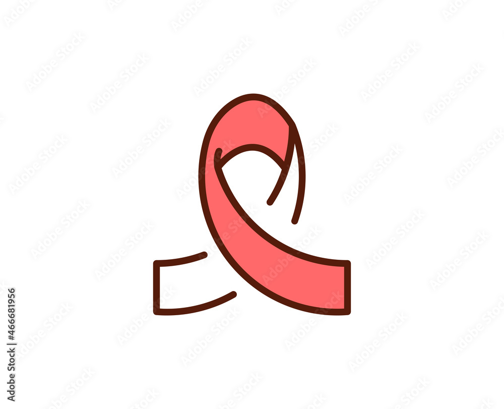 Cancer ribbon flat icon. Thin line signs for design logo, visit card, etc. Single high-quality outline symbol for web design or mobile app. Medical outline pictogram. Cancer ribbon flat icon. Thin line signs for design logo, visit card, etc. Single high-quality outline symbol for web design or mobile app. Medical outline pictogram.
