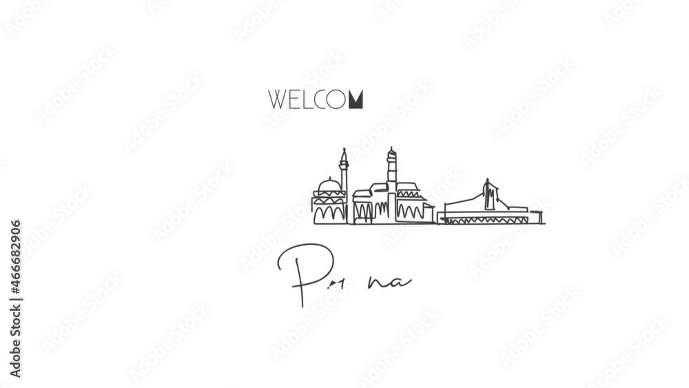 Animated self drawing of one continuous line draw Pristina city skyline, Kosovo. Beautiful landmark. World landscape tourism and travel vacation postcard. Editable full length single line animation. Animated self drawing of one continuous line draw Pristina city skyline, Kosovo. Beautiful landmark. World landscape tourism and travel vacation postcard. Editable full length single line animation.