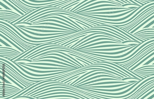 Abstract wavy green colors design of swirl endless pattern template. Overlapping for cover design background. illustration vector © Kochakorn