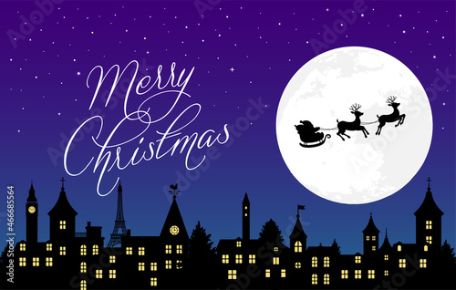Merry christmas landscape banner illustration