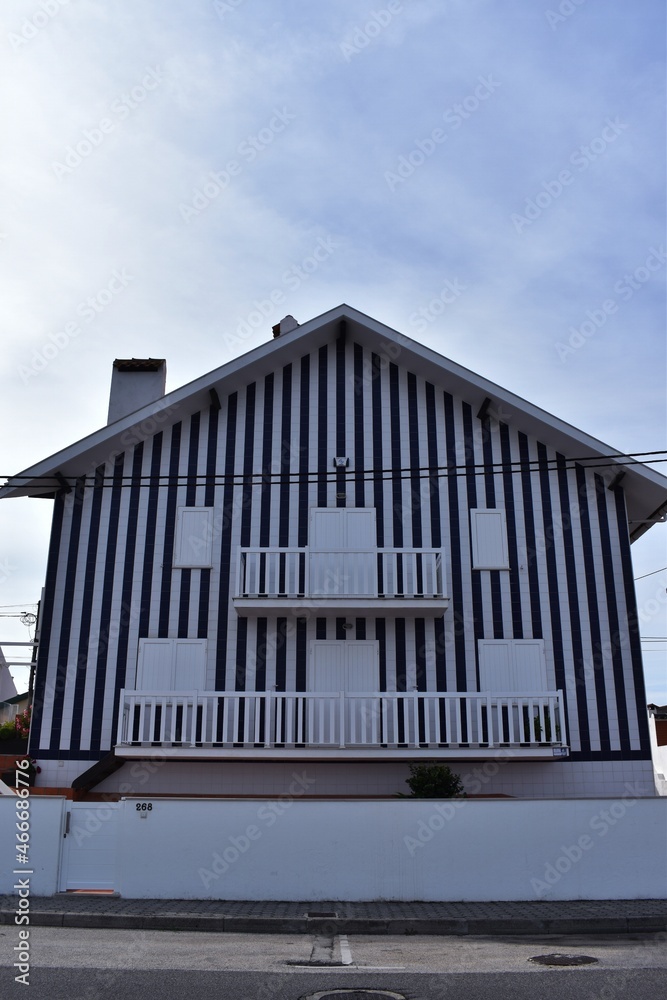 
Blue striped house, in a fisherman town called Costa Nova, Aveiro, Portugal
