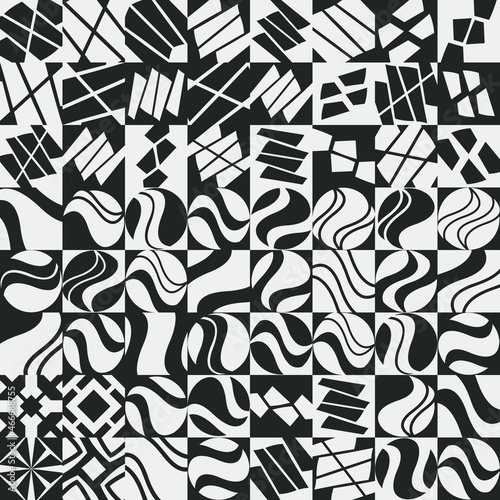 Abstract geometric vector shapes. Minimal monochrome poster and card.