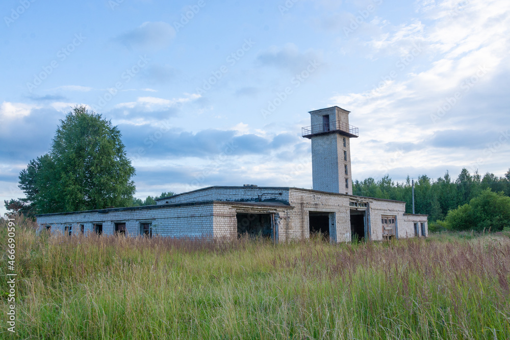 The village of Rantsevo, Kuvshinovsky district, Tver region, Russia. A closed and destroyed fire station. The village of Rantsevo, Kuvshinovsky district, Tver region, Russia. A closed and destroyed fire station.