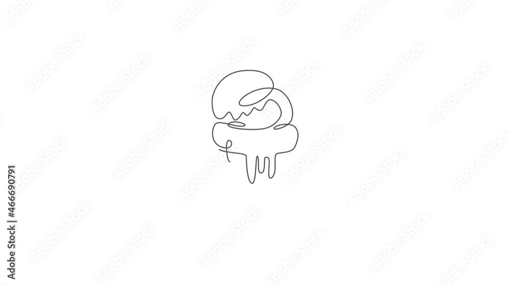 Animated self drawing of single continuous line draw stylized ice cream cone store logo label. Emblem dessert restaurant concept. Full length one line animation for cafe, shop or food delivery service Animated self drawing of single continuous line draw stylized ice cream cone store logo label. Emblem dessert restaurant concept. Full length one line animation for cafe, shop or food delivery service