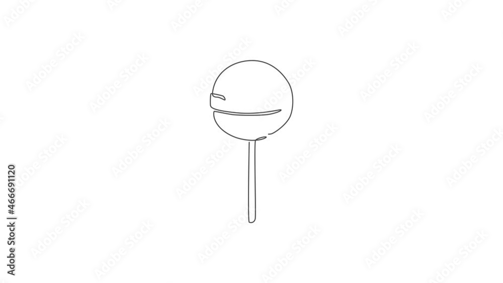 Animated self drawing of one continuous line draw sweet delicious online round lollipop candy shop logo emblem. Confectionery store logotype template concept. Full length single line animation. Animated self drawing of one continuous line draw sweet delicious online round lollipop candy shop logo emblem. Confectionery store logotype template concept. Full length single line animation.