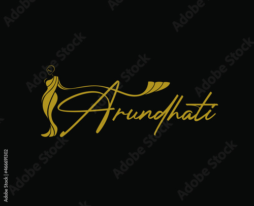 Arundhati Saree shope logo vector. Arundhati lettering.
