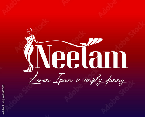 Neelam Sarees logo with woman figure vector. Neelam Saree logo.