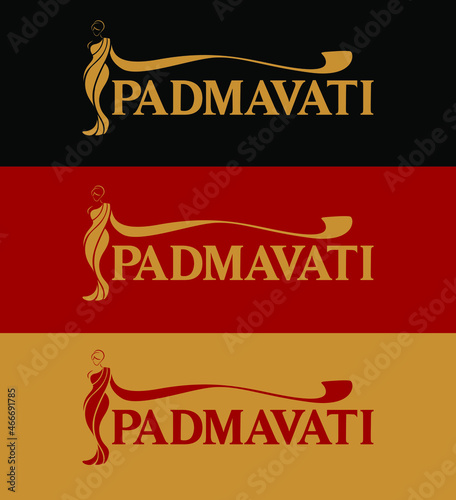 Padmavati Sarees logo with women figure vector. Padmavati Brand lettering.