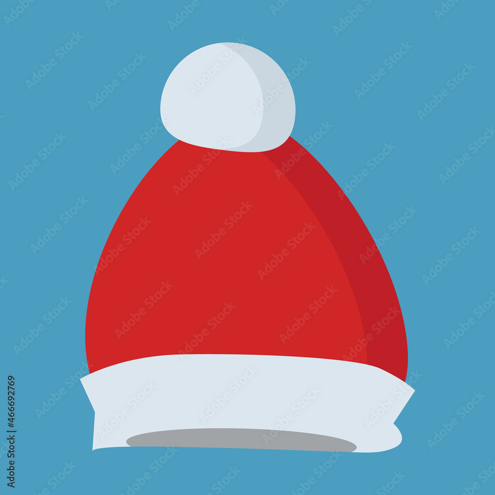 Red hat on a blue background for use in Christmas design Red hat on a blue background for use in Christmas design