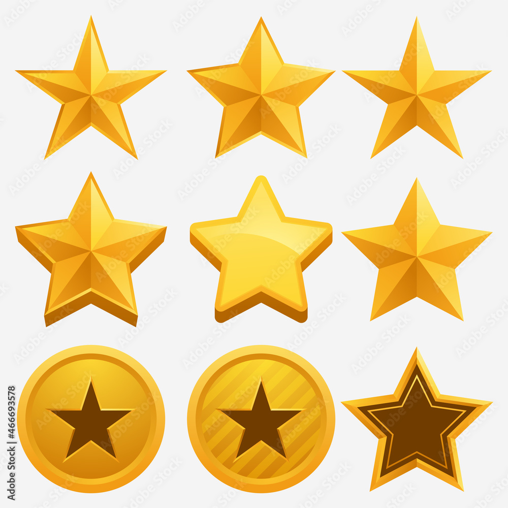 Obraz premium Set of golden star shape for game ranking