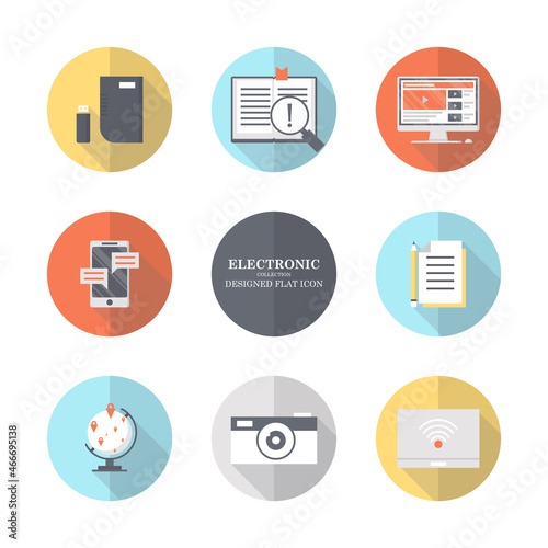 Electronic design flat icon variety collection