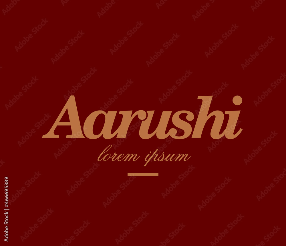 Aarushi company logo. Aarushi lettering vector logo.