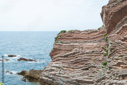 Sediment layers in the Zumaia flysch in the Bask Coast Geopark. Taken in Spain in July 2021