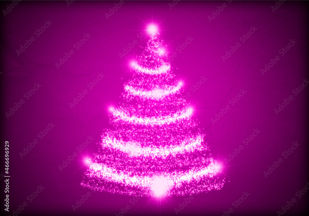 Felicitación rosa de navidad con árbol de navidad iluminado. Felicitación rosa de navidad con árbol de navidad iluminado.