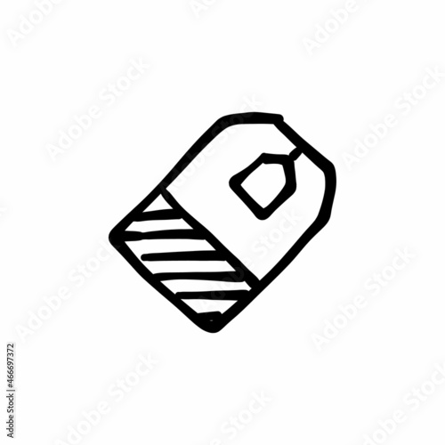 Green tea bag icon in vector. Logotype - Doodle