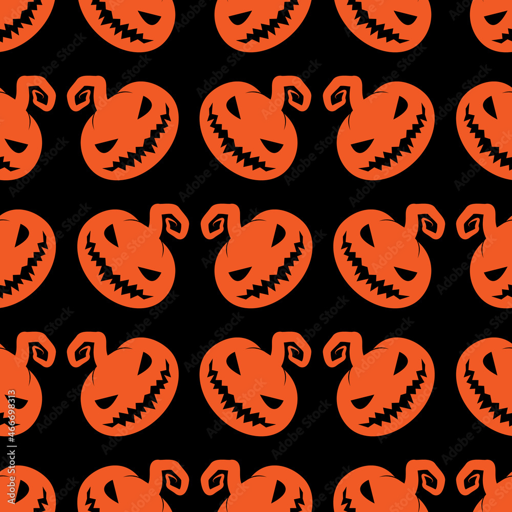 Seamless halloween pattern with pumpkin orange