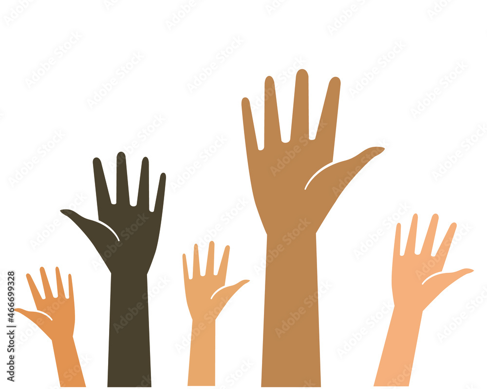 Racism and discrimination racial equality social justice concept. Multicultural people. A group of protesters and activists. Isolated vector illustration for web banner, poster.
