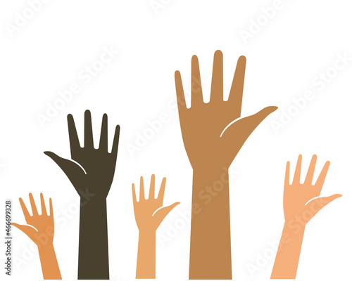 Racism and discrimination racial equality social justice concept. Multicultural people. A group of protesters and activists. Isolated vector illustration for web banner, poster. 