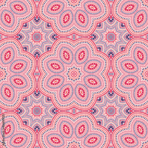 Ottoman ethnic mosaic vector seamless pattern. Textile patchwork design. Modern majolica ornament. Wall print design. Star symmetry composition. photo