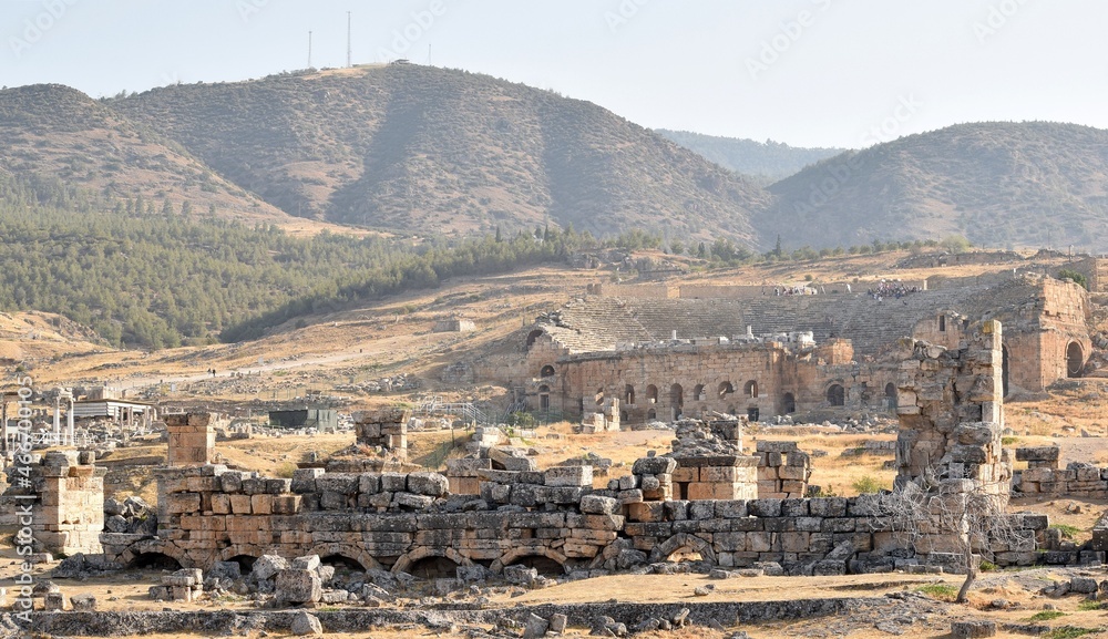 The ruins of the ancient city of Herapolis.Ancient ruins.