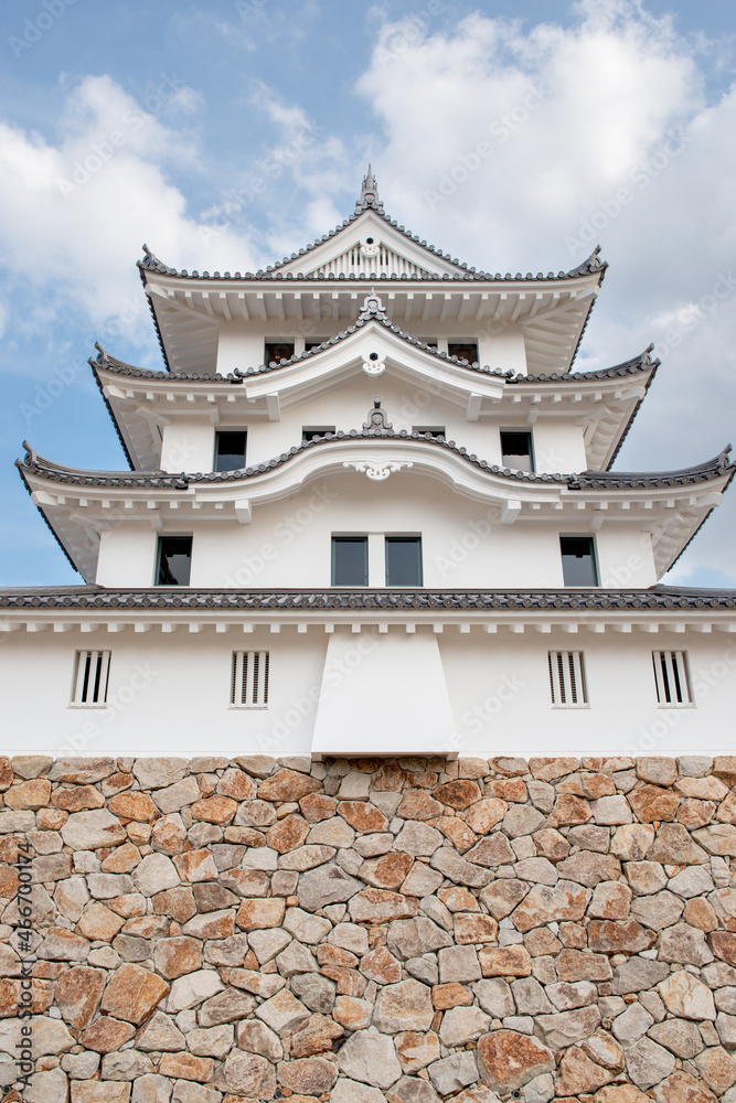 Restored Amagasaki-jo castle tower in Hyogo, Japan