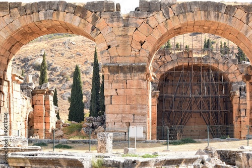 The ruins of the ancient city of Herapolis.Ancient ruins. photo