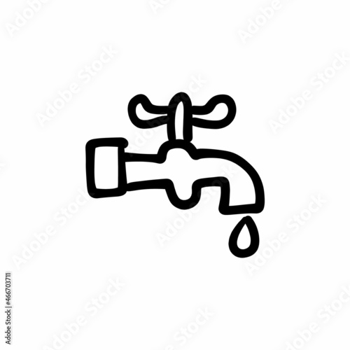 Water tap icon in vector. Logotype - Doodle